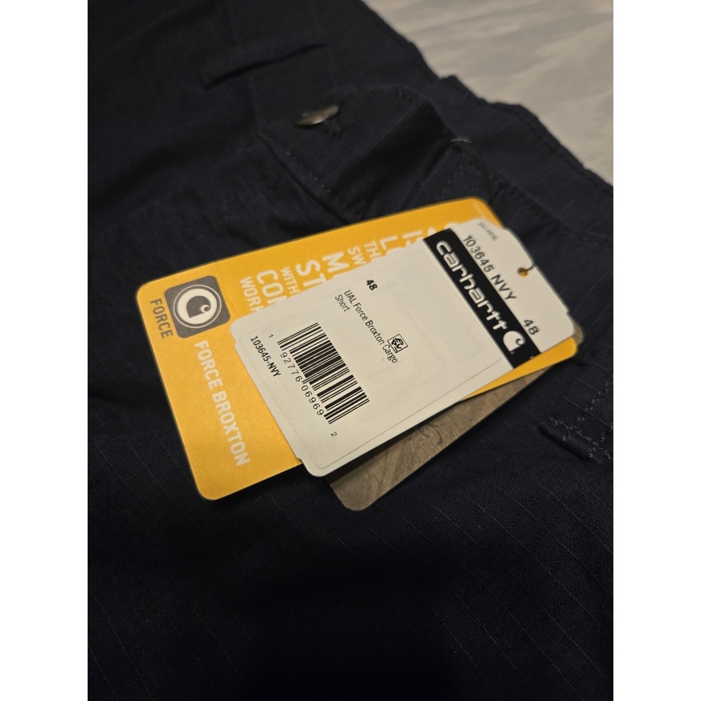 Carhartt Mens Force Broxton Cargo Shorts Navy Size 48 Ripstop Loose Fit Workwear - Picture 3 of 6